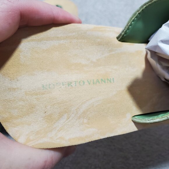 ROBERTO VIANNI Platform Cut-Out Wedge Thong Sandals Flip Flops Leather Women's 8 - Picture 10 of 13